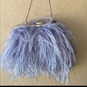 Gorgeous silver feather evening bag